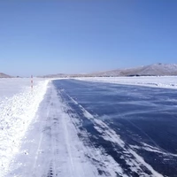 Ледовая переправа с поселка Куркут